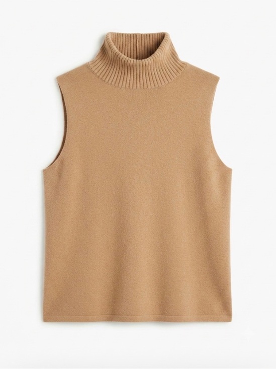 Zara Tops - Zara Tan Sleeveless Ribbed Turtleneck Sweater Top
